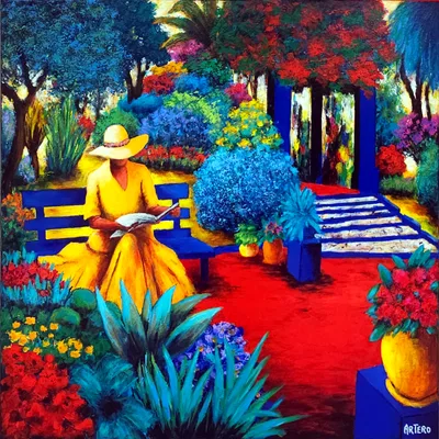 Jeune fille dans les jardins de Majorelle, ARTERO